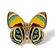 Butterfly Enamel Pin, Light Gold Alloy Brooch for Backpack Clothes, Colorful, 25x30x2mm, Pin: 1.3mm(JEWB-A005-24-04)