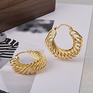 Brass Hoop Earring for Women, Brooch Charm, Real 22K Gold Plated, 31x33mm(EJEW-L288-001G)