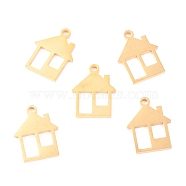 304 Stainless Steel Charms, Laser Cut, House, Golden, 14x10.5x1.1mm, Hole: 1.2mm(STAS-O142-39G)