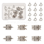 6 Sets 3 Style Alloy Box Clasps, Multi-Strand Clasps, with 12 Pcs Brass Spring Ring Clasps, Platinum, Box Clasps: 2 Sets/style(FIND-TA0001-54)