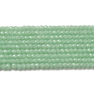 Synthetic Luminous Stone Beads Strands, Faceted, Round, Glow in the Dark, Medium Sea Green, 4x3.5mm, Hole: 0.7mm, about 102pcs/strand, 14.37 inch(36.5cm)(G-C086-01B-07)