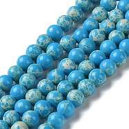 Synthetic Imperial Jasper Dyed Beads Strands, Round, Deep Sky Blue, 6mm, Hole: 1.4mm, about 60~62pcs/strand, 14.72''~15.28''(37.4~38.8cm)(G-D077-A01-01J)