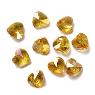 Electroplate Glass Beads, AB Color Plated, Faceted, Heart, Light Khaki, 14x14x8.5mm, Hole: 1mm(EGLA-Q091-14mm-A12)