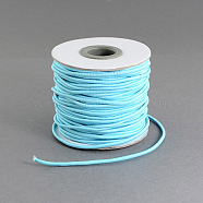Round Elastic Cord, with Nylon Outside and Rubber Inside, Light Sky Blue, 1mm, about 109.36 yards(100m)/roll(EC-R001-1mm-013A)