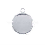 304 Stainless Steel Pendant Cabochon Settings, Plain Edge Bezel Cups, Flat Round, Stainless Steel Color, Tray: 25mm, 32x27x2mm, Hole: 3mm(STAS-Q204-PJ172-25-01)