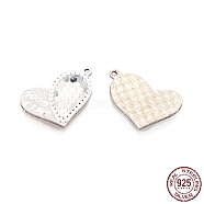 925 Sterling Silver Charms, Heart with Good Time, for Valentine's Day, Silver, 9x14x1mm, Hole: 0.7mm(STER-C004-07S)