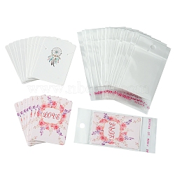 24Pcs 3 Colors Cardboard Necklace Display Cards, Rectangle, with 24Pcs Rectangle Cellophane Bags, Mixed Color, Card: 6.95x5x0.05cm, 8pcs/colors(CDIS-FS0001-07)