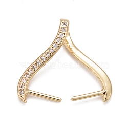 Rack Plating Brass Micro Pave Cubic Zirconia Ice Pick Pinch Bails, Long-Lasting Plated, Cadmium Free & Lead Free, Light Gold, 18x20x5.5mm, Hole: 3mm, Pin: 1mm(KK-B056-01KCG)