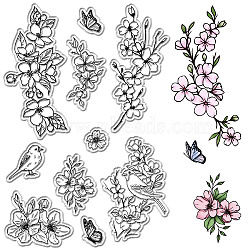 Custom PVC Plastic Clear Stamps, for DIY Scrapbooking, Photo Album Decorative, Cards Making, Stamp Sheets, Film Frame, March Cherry Blossom, 160x110x3mm(DIY-WH0439-0387)