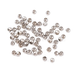 Rack Plating Brass Spacer Beads, Long-Lasting Plated, Lead Free & Cadmium Free, Round, Platinum, 2x1.7mm, Hole: 1mm(KKB-I709-03A-P)