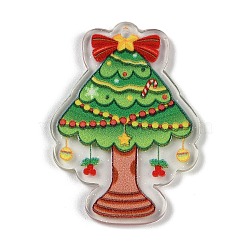 Christmas Theme Opaque Printed Acrylic Pendants, Christmas Tree, 45x32x2.5mm, Hole: 2mm(SACR-S035-02A)