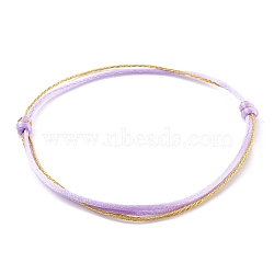 Adjustable Nylon Thread Multi-strand Bracelet Making, with Metallic Cord, Purple, 0.2cm, Inner Diameter: 2~3-3/4 inch(5~9.5cm)(AJEW-JB00916-05)