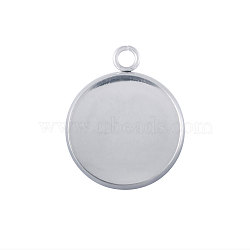 304 Stainless Steel Pendant Cabochon Settings, Plain Edge Bezel Cups, Flat Round, Stainless Steel Color, Tray: 25mm, 32x27x2mm, Hole: 3mm(STAS-Q204-PJ172-25-01)