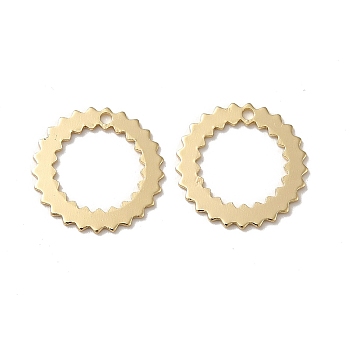 Ring Brass Charms, Long-Lasting Plated, Rack Plating, Real 14K Gold Plated, 14x0.7mm, Hole: 1mm