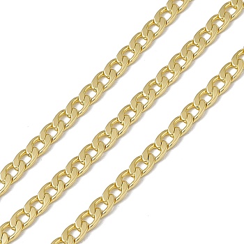 Brass Cuban Link Chains, with Spool, Soldered, Long-Lasting Plated, Cadmium Free & Nickel Free & Lead Free, Real 18K Gold Plated, 6.5x4x1mm