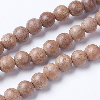Natural Wood Beads Strands, Round, BurlyWood, 10mm, Hole: 1mm, about 38pcs/strand, 14.9 inch(38cm)