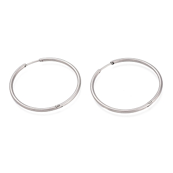 201 Stainless Steel Huggie Hoop Earrings, with 304 Stainless Steel Pin, Hypoallergenic Earrings, Ring, Stainless Steel Color, 39.5x2mm, 12 Gauge, Pin: 1mm