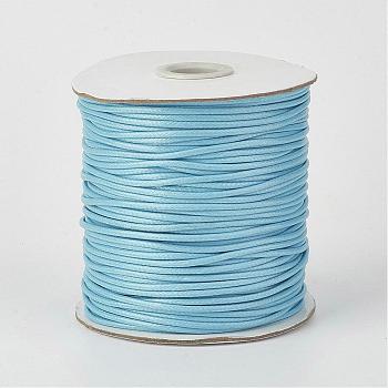 Eco-Friendly Korean Waxed Polyester Cord, Light Sky Blue, 0.5mm, about 169.51~174.98 Yards(155~160m)/Roll