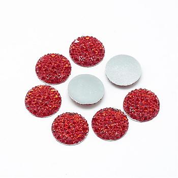 Resin Cabochons, Bottom Silver Plated, Half Round/Dome, Red, 18x3.5mm