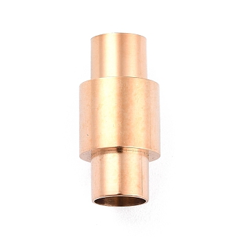 Ion Plating(IP) 304 Stainless Steel Magnetic Clasps with Glue-in Ends, Column, Rose Gold, 20x10mm, Hole: 6mm
