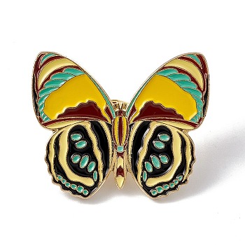Butterfly Enamel Pin, Light Gold Alloy Brooch for Backpack Clothes, Colorful, 25x30x2mm, Pin: 1.3mm