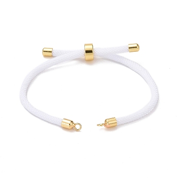 Adjustable Polyester Cord Bracelet Making, Long-lasting Plated Golden Brass Finding, Lead Free & Cadmium Free, White, 4-1/2~8-1/8x1/8 inch(11.3~20.5x0.3cm), Hole: 2.1mm