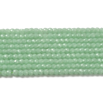 Synthetic Luminous Stone Beads Strands, Faceted, Round, Glow in the Dark, Medium Sea Green, 4x3.5mm, Hole: 0.7mm, about 102pcs/strand, 14.37 inch(36.5cm)