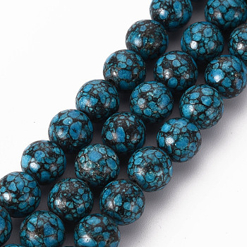 Natural Jasper Beads Strands, Imitation Turquoise, Round, Dyed, Teal, 8.5mm, Hole: 1mm, about 43~44pcs/strand, 15.16 inchdes~15.35 inch(38.5cm~39cm)
