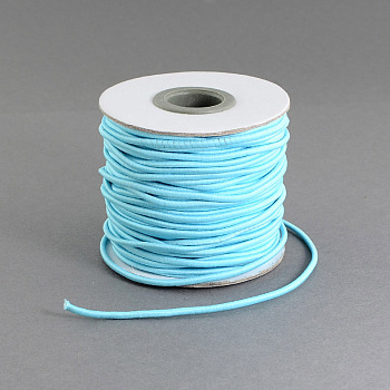 Round Elastic Cord, with Nylon Outside and Rubber Inside, Light Sky Blue, 1mm, about 109.36 yards(100m)/roll