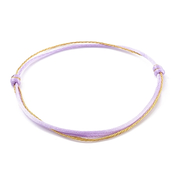 Adjustable Nylon Thread Multi-strand Bracelet Making, with Metallic Cord, Purple, 0.2cm, Inner Diameter: 2~3-3/4 inch(5~9.5cm)