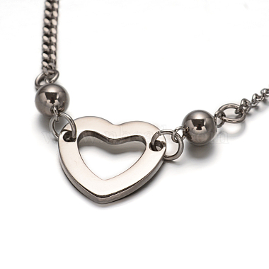 Сердце 304 ожерелья из нержавеющей стали(SJEW-F049-05)-3