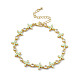 Bracelet chaîne à maillons fleur émail vert pâle & zircons cubiques(BJEW-P288-11G)-1