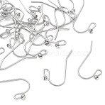 SHEGRACE Brass Earring Hooks, with Rhinestone & 1 Loop, Cadmium Free & Nickel Free & Lead Free, Long-Lasting Plated, Shepherd's Hook Ear Wire, Real Platinum Plated, 11.5~12x2mm, Hole: 1.6~2mm, Pin: 0.8mm(XGR0137P-155P)