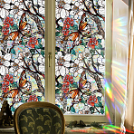 PVC Static Stickers, Window Decoration, Flower Pattern, Colorful, 430x0.2mm (DIY-WH20047-01A-032)