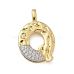 Brass Micro Pave Cubic Zirconia Pendants, Cadmium Free & Nickel Free & Lead Free, Letter Charms, Real 18K Gold Plated, Letter Q, 28x17.5x4mm, Hole: 5x2.5mm(KK-B126-02G-Q)