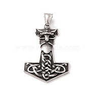 Tibetan Style 304 Stainless Steel Pendants, Anchor, Antique Silver, 45x32x7mm, Hole: 8x4mm(STAS-P305-47AS)