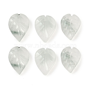 Natural Jade Pendants, Carved Leaf Charms, 18.5x14x3mm, Hole: 1.2mm(G-Z065-03)