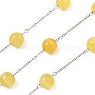 304 Stainless Steel with Glass Cat Eye Link Chains, Soldered, with Spool, Round, Gold, 13x7.5mm(CHS-G038-08P-06)