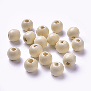 Dyed Natural Wood Beads, Round, Lead Free, Wheat, 12x11mm, Hole: 4mm, about 1800pcs/1000g(WOOD-Q006-12mm-04-LF)