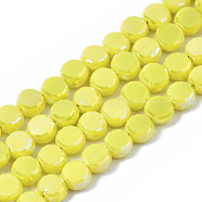 Electroplate Glass Beads Strands, AB Color Plated, Faceted, Flat Round, Yellow, 5.5x6x3.5mm, Hole: 1.2mm, about 98~100pcs/strand, 19.84~21.65 inch(50.4cm~55cm)(EGLA-Q125-002-A04)