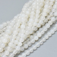 Natural White Agate Beads Strands, Grade A, Round, 4~4.5mm, Hole: 0.5mm, about 92~94 pcs/Strand, 14.5 inch(37 cm)(G-D0005-27-4mm)