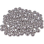 304 perles d'entretoises en acier inoxydable, rondelle, couleur inox, 6x5 mm, trou: 2 mm, 100 pcs / boîte(STAS-NB0004-17)