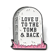 Halloween Tombstone Alloy Enamel Pin, Brooch for Backpack Clothes, Arch, 30.5x25.5x1.6mm(JEWB-B006-03C)
