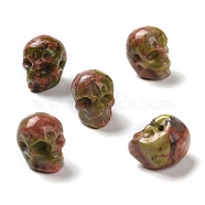 Natural Unakite Beads, Halloween Skull, 11~11.5x8.5~9x11~11.5mm, Hole: 0.9~1mm(G-C038-01P)