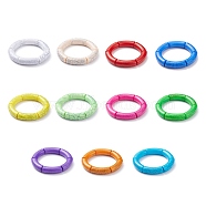 11Pcs 11 Color Imitation Gemstone Acrylic Curved Tube Chunky Stretch Bracelets Set for Women, Mixed Color, Inner Diameter: 2 inch(5.1cm), 1Pc/color(BJEW-JB08136)