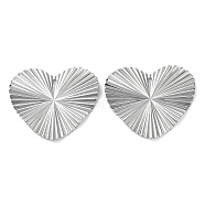 304 Stainless Steel Pendants, Heart Charm, Stainless Steel Color, 25.5x29.5x2mm, Hole: 1.5mm(STAS-Q308-02P)