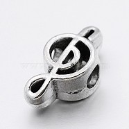 Alloy Musical Notes Large Hole European Beads, Antique Silver, 18x10x7mm, Hole: 4mm(MPDL-M040-08AS)