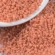 MIYUKI Round Rocailles Beads, Japanese Seed Beads, (RR4462) Duracoat Dyed Opaque Dark Salmon, 15/0, 1.5mm, Hole: 0.7mm, about 5555pcs/bottle, 10g/bottle(SEED-JP0010-RR4462)
