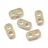 Brass Micro Pave Cubic Zirconia Links Connectors, Long-Lasting Plated, Soda Tab/Pull Tab, Clear, Real 18K Gold Plated, 17.5x9.5x2mm, Hole: 5mm(X-ZIRC-I042-14G)
