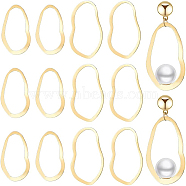 16Pcs 2 Style Brass Linking Rings, Lead Free & Cadmium Free & Nickel Free, Wavy Oval, Real 18K Gold Plated, 28~39x16.5~23x1mm, 8pcs/style(KK-BC0008-68)